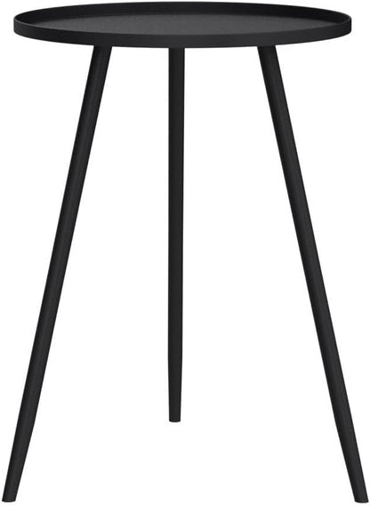 Apicizon 16" Round Side Table, Black End Table for Living Room, Bedside, Mid Century Modern Coffee Table or Circle Accent Table for Small Spaces, Metal Nightstand (Black)