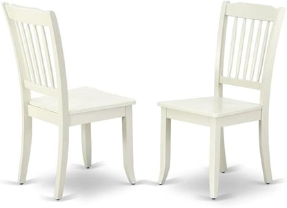 East West Furniture LGDA5-LWH-W 5 Piece Kitchen Table Set for 4 Includes a Rectangle Dining Room Table with Butterfly Leaf and 4 Solid Wood Seat Chairs, 42x84 Inch, Linen White