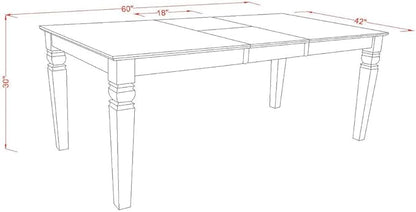 East West Furniture WEIP5-BMK-W 5 Piece Dining Set Includes a Rectangle Dining Table with Butterfly Leaf and 4 Kitchen Chairs, 42x60 Inch, Buttermilk & Cherry