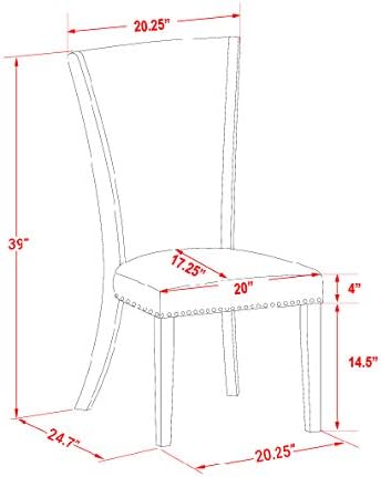 East West Furniture V027VE005-7 7 Piece Dining Set Consist of a Rectangle Dining Room Table with V-Legs and 6 Grey Linen Fabric Upholstered Parson Chairs, 40x72 Inch, Multi-Color