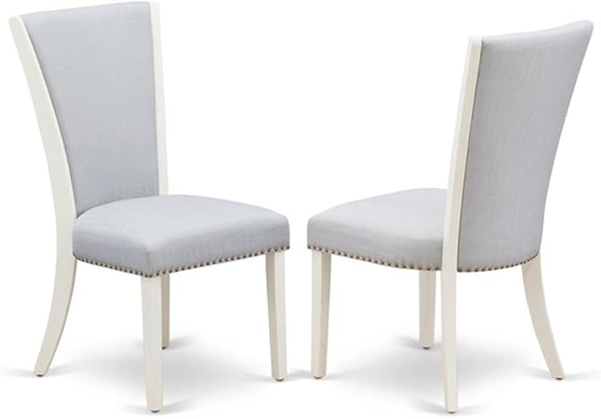 East West Furniture X027VE005-7 7 Piece Dining Set Consist of a Rectangle Dining Room Table with X-Legs and 6 Grey Linen Fabric Upholstered Parson Chairs, 40x72 Inch, Multi-Color