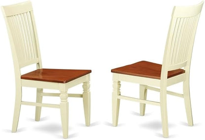 East West Furniture HLWE3-BMK-W 3 Piece Dinette Set for Small Spaces Contains a Round Dining Table with Pedestal and 2 Dining Chairs, 42x42 Inch, Buttermilk & Cherry