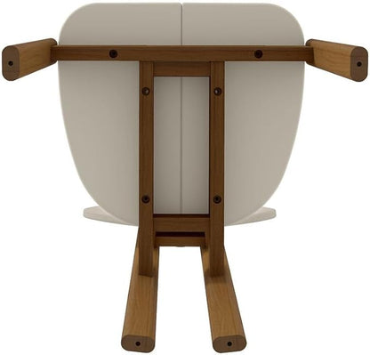 Manhattan Comfort Mid-Century Modern Gales Dining Chair with Solid Wood Legs in Greige - Set of 4