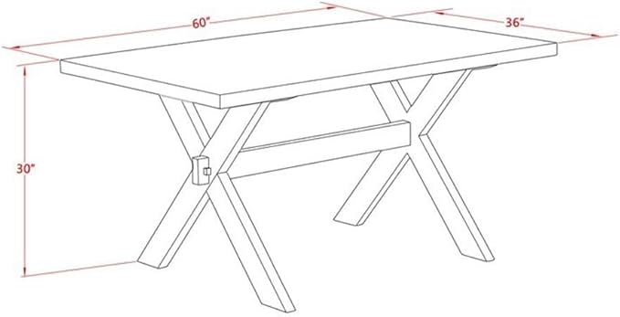 East West Furniture X696FR102-7 7 Piece Modern Dining Table Set Consist of a Rectangle Wooden Table with X-Legs and 6 Light Beige Linen Fabric Upholstered Chairs, 36x60 Inch, Multi-Color