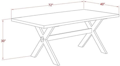 East West Furniture X097VE005-5 5 Piece Dining Room Table Set Includes a Rectangle Dining Table with X-Legs and 4 Grey Linen Fabric Upholstered Parson Chairs, 40x72 Inch, Multi-Color