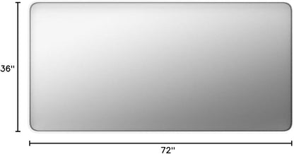 TokeShimi 72 x 36 Inch Brushed Silver Mirror Wall Mirror for Bathroom Black Metal Frame Decorative Rectangular Wall Mounted Home Decor Corner Hangs (Horizontal/Vertical)