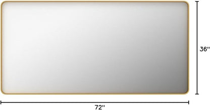 TokeShimi 72x36 Inch Gold Bathroom Vanity Mirror for Wall Rectangle Mirror with Non-Rusting Aluminum Alloy Brushed Matte Metal Frame for Modern Minimalist Farmhouse Home Decor (Horizontal/Vertical)