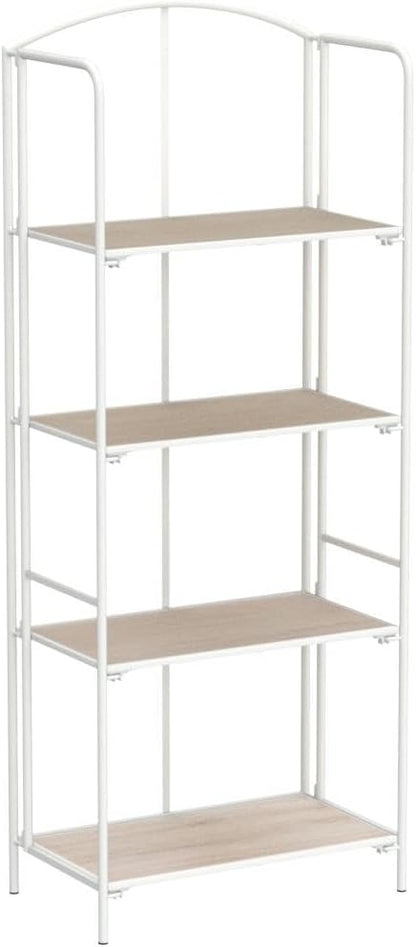 Crofy No Assembly Folding Bookshelf for Living Room, 4 Tier White Collapsible Book Shelf for Home Office, Portable Bookcase Storage Organizer