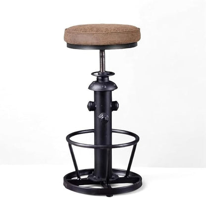 Industrial Bar Stools-Swivel Pu Seat-Vintage Kitchen Island Stool-Counter Bar Height Adjustable 25-31inch-Footrest