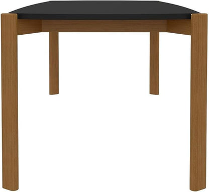 Manhattan Comfort Gales 70-Inch Mid Century Modern Dining Table for 6 Persons, Unique Minimalist Home Furniture with Solid Eucalyptus Wood Legs, Matte Black