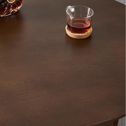 Rustic Round 3 Legs Casual Dining Table, Dark Brown Rubberwood Coffee Table End Table Modern Leisure Table Small Dining Room Kitchen Furniture for Small Space