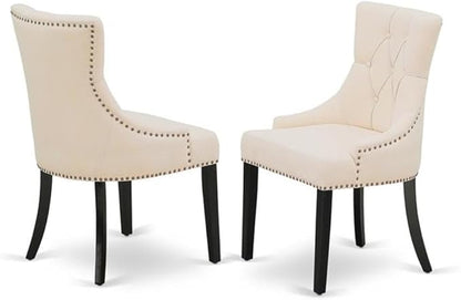 East West Furniture X697FR102-7 7 Piece Dinette Set Consist of a Rectangle Dining Room Table with X-Legs and 6 Light Beige Linen Fabric Parson Dining Chairs, 40x72 Inch, Multi-Color