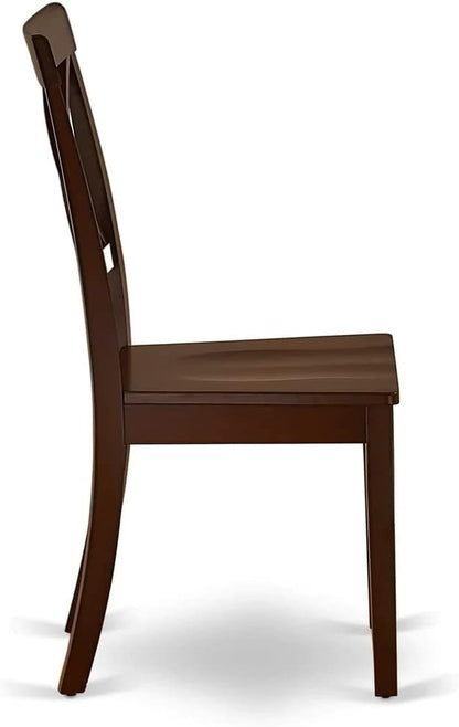 East West Furniture HBBO3-MAH-W 3 Piece Dining Room Table Set Contains a Round Kitchen Table with Pedestal and 2 Dining Chairs, 42x42 Inch, Mahogany