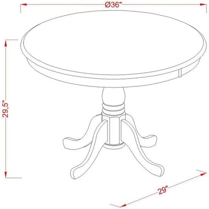 East West Furniture ANAV3-BLK-W 3 Piece Kitchen Table Set for Small Spaces Contains a Round Dining Table with Pedestal and 2 Dining Room Chairs, 36x36 Inch, Black & Cherry