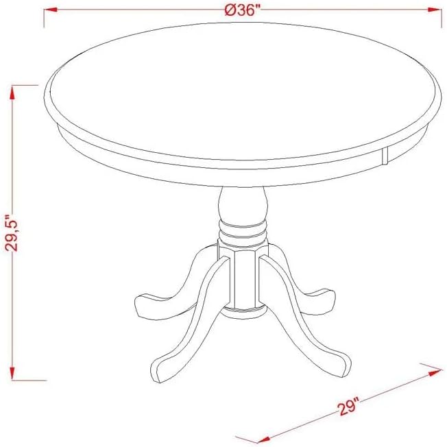 East West Furniture ANDR5-CAP-03 5 Piece Kitchen Table & Chairs Set Includes a Round Dining Room Table with Pedestal and 4 Brown Linen Fabric Parson Dining Chairs, 36x36 Inch, Cappuccino