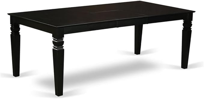 East West Furniture LGNI9-BLK-C 9 Piece Dining Room Furniture Set Includes a Rectangle Kitchen Table with Butterfly Leaf and 8 Linen Fabric Upholstered Chairs, 42x84 Inch, Black