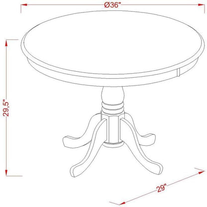 East West Furniture AMGR3-LWH-W 3 Piece Dinette Set for Small Spaces Contains a Round Kitchen Table with Pedestal and 2 Dining Room Chairs, 36x36 Inch, Linen White