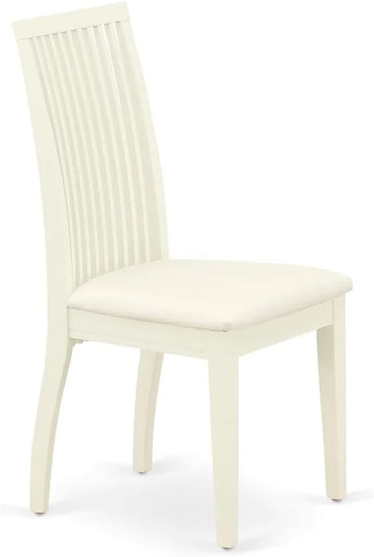 East West Furniture HBIP3-LWH-C 3 Piece Dinette Set for Small Spaces Contains a Round Dining Table with Pedestal and 2 Linen Fabric Upholstered Dining Chairs, 42x42 Inch, Linen White