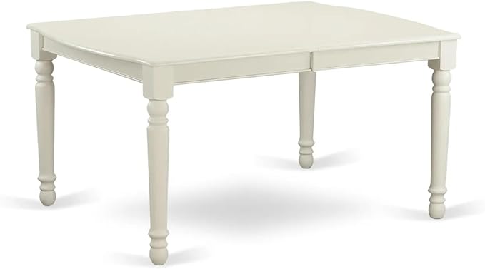 East West Furniture DODA9-LWH-32 9 Piece Kitchen Table Set Contains a Rectangle Dining Table with Butterfly Leaf and 8 Polyester Fabric Upholstered Chairs, 42x78 Inch, linen white
