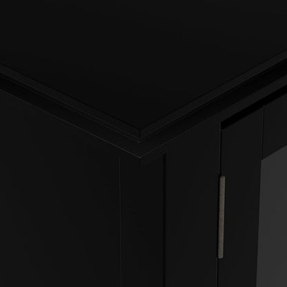 SIMPLIHOME Artisan SOLID WOOD 72 Inch Wide Transitional TV Media Stand in Black for TVs up to 80 Inches, For the Living Room and Entertainment Center