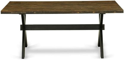 East West Furniture X677MZ606-9 9 Piece Dining Room Furniture Set Includes a Rectangle Dining Table with X-Legs and 8 Shitake Linen Fabric Upholstered Chairs, 40x72 Inch, Multi-Color