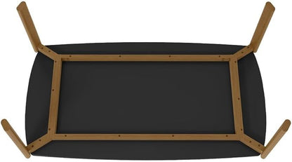 Manhattan Comfort Gales 70-Inch Mid Century Modern Dining Table for 6 Persons, Unique Minimalist Home Furniture with Solid Eucalyptus Wood Legs, Matte Black