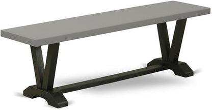 East West Furniture V696VE650-6 6 Piece Dining Set Contains a Rectangle Dining Room Table with V-Legs and 4 Dark Gotham Linen Fabric Upholstered Chairs with a Bench, 36x60 Inch, Multi-Color
