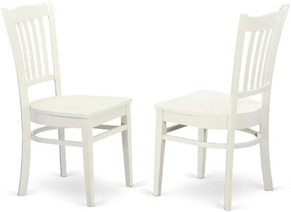 East West Furniture LGGR9-LWH-W 9 Piece Kitchen Table Set Includes a Rectangle Dining Table with Butterfly Leaf and 8 Dining Room Chairs, 42x84 Inch, Linen White