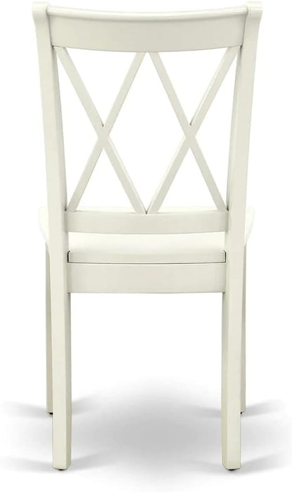 East West Furniture MZCL5-LWH-W 5 Piece Dinette Set for 4 Includes a Rectangle Dining Room Table with Dropleaf and 4 Dining Chairs, 36x54 Inch, Linen White