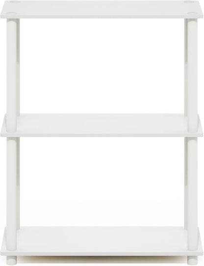 Furinno Turn-N-Tube 3-Tier Compact Multipurpose Shelf Display Rack, White/White