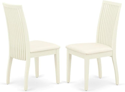 East West Furniture DLIP3-WHI-C 3 Piece Kitchen Table Set for Small Spaces Contains a Round Dining Table with Dropleaf and 2 Linen Fabric Dining Room Chairs, 42x42 Inch, Linen White