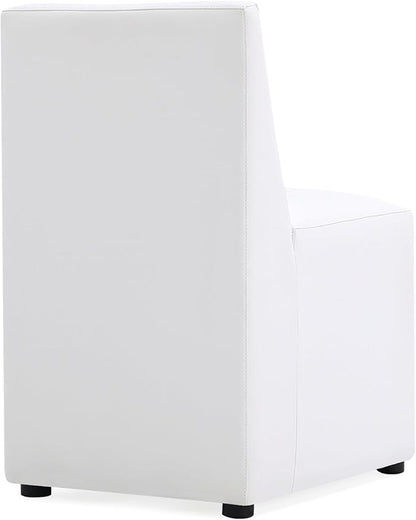 Manhattan Comfort Anna Square Modern Dining Chair with Head to Toe Faux Leather Upholstery and Plastic Foot Padding, Luxury Accent Furniture, Set of 2, Cream
