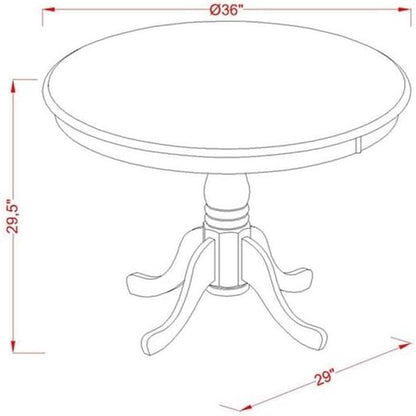 East West Furniture ANVA3-OAK-W 3 Piece Dining Table Set for Small Spaces Contains a Round Kitchen Table with Pedestal and 2 Dining Room Chairs, 36x36 Inch, Oak