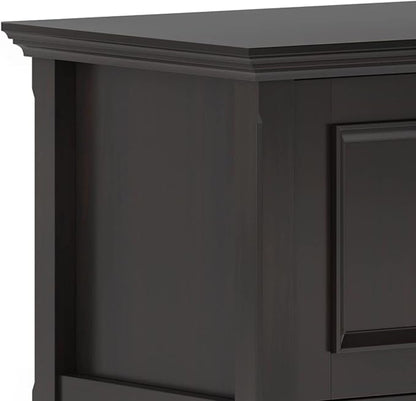 SIMPLIHOME Amherst 72-inch Wide Solid Wood Low TV Stand in Hickory Brown, Transitional-Style Media Console for Living Room with Cable Management, Fits 80" TVs