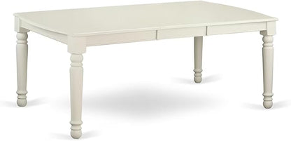 East West Furniture DODA9-LWH-32 9 Piece Kitchen Table Set Contains a Rectangle Dining Table with Butterfly Leaf and 8 Polyester Fabric Upholstered Chairs, 42x78 Inch, linen white