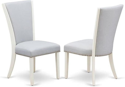 East West Furniture V027VE005-6 6 Piece Dining Table Set Contains a Rectangle Dining Room Table with V-Legs and 4 Grey Linen Fabric Parson Chairs with a Bench, 40x72 Inch, Multi-Color