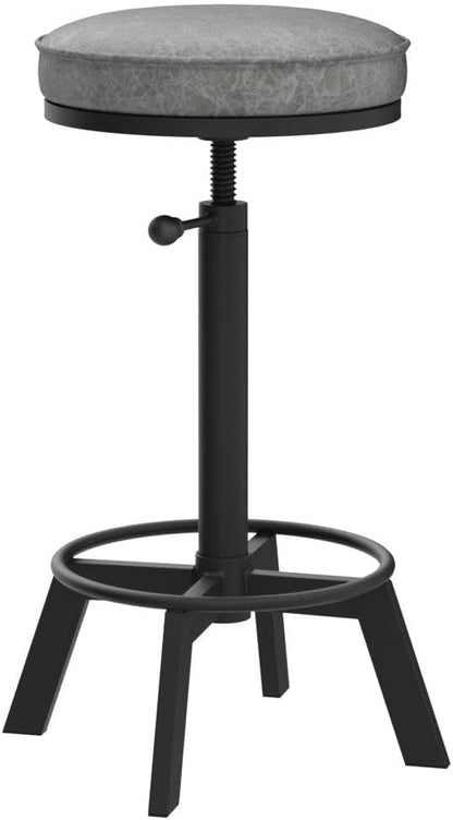 Vintage Bar Stools Set of 2 Industrial Bar Stool Swivel PU Seat Counter Height Adjustable 24-28inch Kitchen Isand Dining Chair