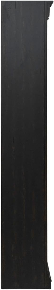 Liberty Furniture Meritage 2 Piece Bunching Bookcase Set for Home Office Touch LED Light- Aged Charcoal w/Rub Thru & Caramel