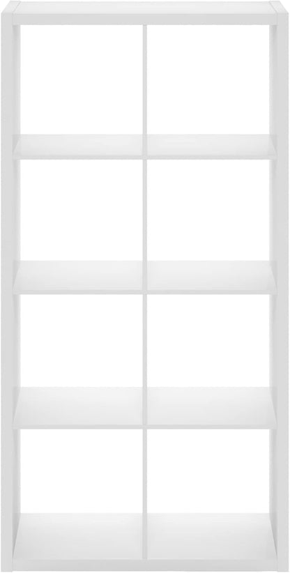 Furinno Cubicle Open Back Decorative Cube Storage Organizer, 8-Cube, White