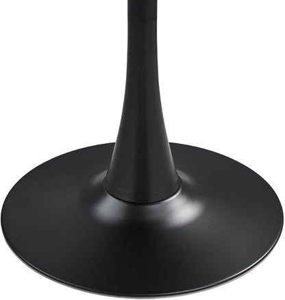 27.3" Tulip Dining Table, Black, Perfect for 2-4 People, Mid-Century Modern Style, Round MDF Top with Sturdy Base for Dining Room, Living Room, Cafe
