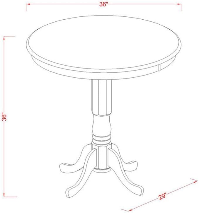 East West Furniture JAKE3-WHI-W 3 Piece Counter Height Dining Set for Small Spaces Contains a Round Wooden Table with Pedestal and 2 Kitchen Chairs, 36x36 Inch, Buttermilk & Cherry