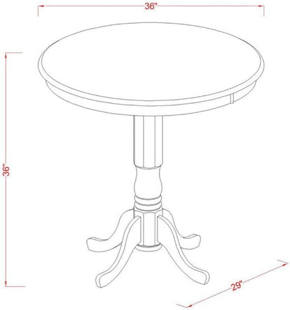 East West Furniture JAKE5-WHI-W 5 Piece Kitchen Counter Height Dining Table Set Includes a Round Wooden Table with Pedestal and 4 Dining Chairs, 36x36 Inch, Buttermilk & Cherry