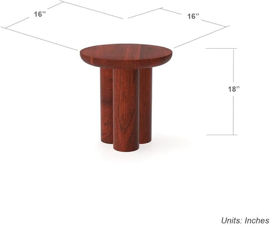 Relso Gaia Round End Table for Living Room and Farmhouse | Solid Mango Wood for Rustic Elegance | Ideal for Side Tables, Nightstands & More | Wood Side Table Round for Bedroom (Walnut)