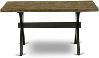 East West Furniture XT676 X-Style Dining Room Table - a Rectangle Solid Wood Table Top with Stylish Legs, 36x60 Inch, Multi-Color