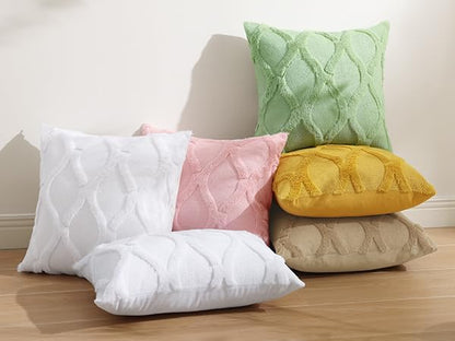 decorUhome Throw Pillow Covers 12x20 Inch Set of 2, Soft Plush Faux Fur Wool Lumbar Pure White Couch Pillow Covers, Decorative Neutral Pillow Cases for Bed Sofa Living Room Home Decor