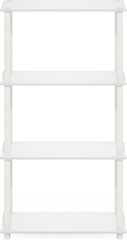 Furinno Turn-N-Tube 4-Tier Multipurpose Shelf Display Rack, White/White