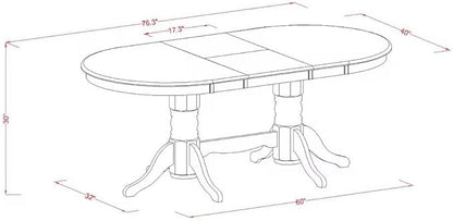 East West Furniture VAAB7-LWH-64 7 Piece Dinette Set Consist of an Oval Dining Room Table with Butterfly Leaf and 6 White Faux Leather Upholstered Chairs, 40x76 Inch, Linen White