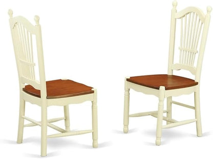 East West Furniture NADO7-WHI-W 7 Piece Dining Room Furniture Set Consist of a Rectangle Kitchen Table with Butterfly Leaf and 6 Dining Chairs, 40x78 Inch, Buttermilk & Cherry