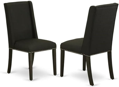 East West Furniture X677FL624-6 6 Piece Dining Set Contains a Rectangle Dining Room Table with X-Legs and 4 Black Linen Fabric Parson Chairs with a Bench, 40x72 Inch, Multi-Color