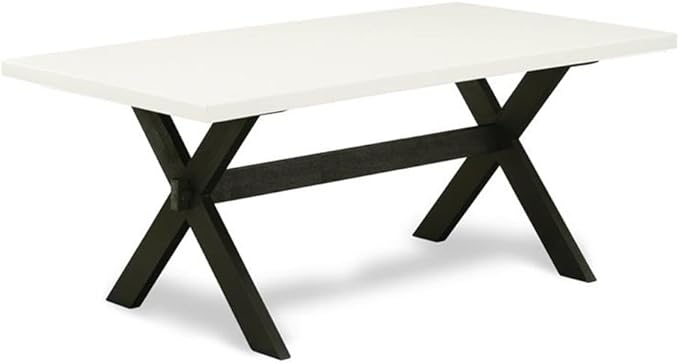 East West Furniture X627DR124-5 5 Piece Dining Set Includes a Rectangle Dining Room Table with X-Legs and 4 Black Color Linen Fabric Upholstered Parson Chairs, 40x72 Inch, Multi-Color
